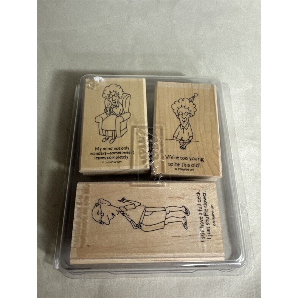Stampin Up! Funny Old Man And Woman Stamps Lot Of Three